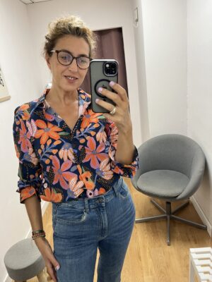 Camisa Estampado Flores Naranjas Compañia Fantastica