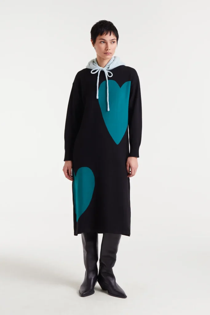 vestido de punto corazones verde de compañia fantastica