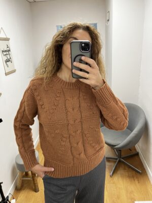 jersey punto trenzado marrón. Compañia Fantastica